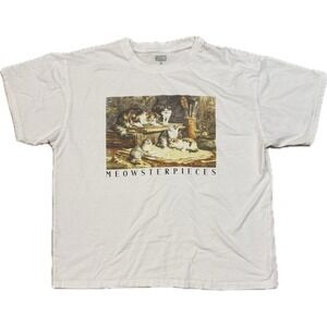 Brisco Brands Meowsterpieces Cat Art Graphic T-Shirt Gray Mens XL Short Sleeve